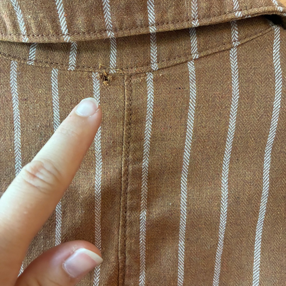 Free People Pinstripe Blazer Womens Size Medium Brown Good Cotton Oversized B217 - Picture 7 of 9